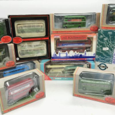 A Box Containing a Collection of Boxed Exclusive First Editions. And A Britbus.