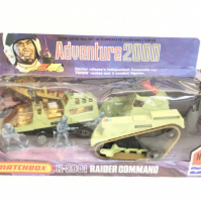 A Boxed Matchbox K-2001 Adventure 2000 Raider Command. Plastic Cover is Damaged. NO RESERVE