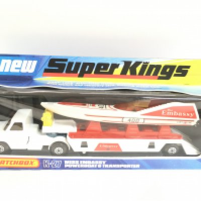A Boxed Matchbox Superkings Miss Embassy Powerboat & Transporter. K-27. NO RESERVE