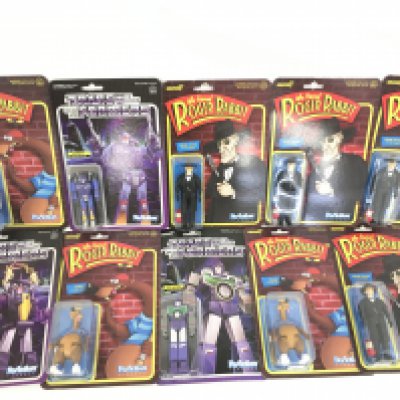10 X Carded ReAction Figures including Transformers and Roger Rabbit.