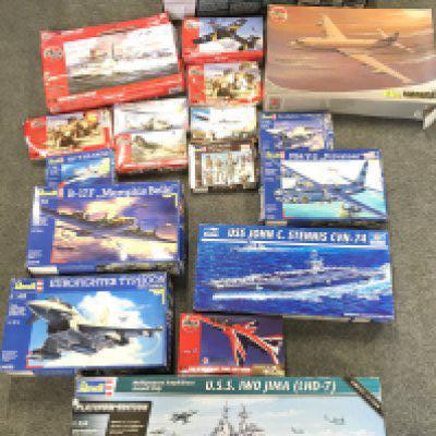A Collection of Boxed Model Kits. Including Revell. Airfix. Etc. German S Boat has been Started.