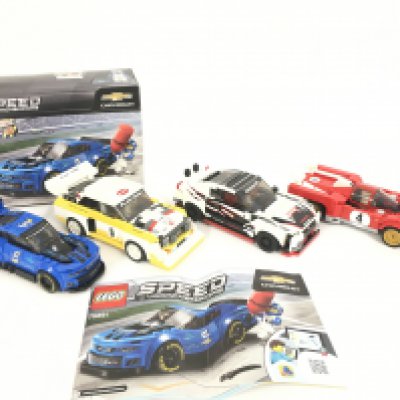 A Collection of Built Lego Speed Champions including a Chevrolet With Box.