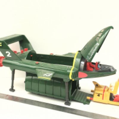 Large model of Thunderbird 2 with Thunderbird 4 in the pod. Includes two pilots. Approximately 16inches long