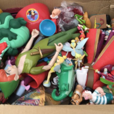 A collection of Disney toys and figures associated with Peter Pan.