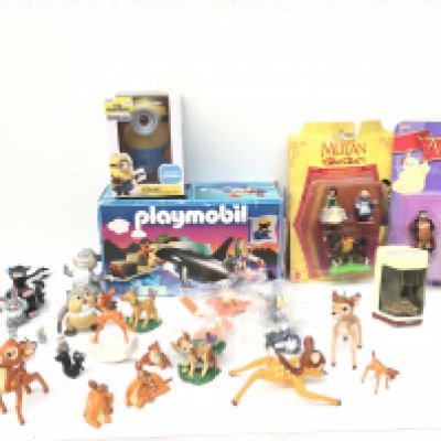 A collection of mainly Disney figures including Bambi..Mulan ..Anastasia. Also includes Playmobil 3865 and minion