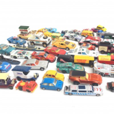 A Box Containing Playworn Diecast Including Matchbox. Burago.etc. No Reserve.