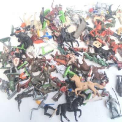 A Collection of Playworn Plastic Toy Soldiers. Including Britains.Timpo. Lone Star. Etc.