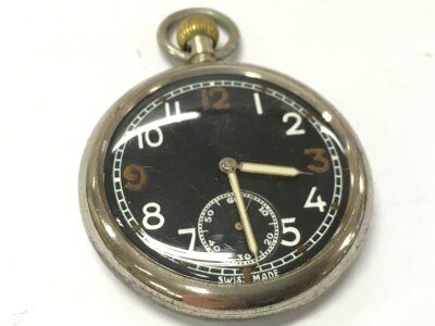 A German Protek 1940s military pocket watch, seen working