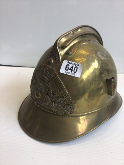 A Brass late 19th Century French Sapeurs Pompiers Fireman’s Helmet