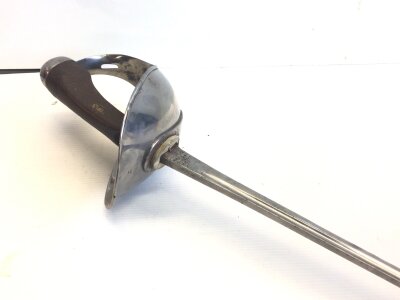 A British Chrome finished Cavalry sword marks to the blade no scabbard.