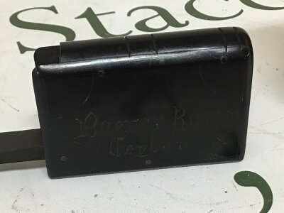 Rare and Interesting Victorian Second Boar war POW carved horn beaker and ebony box. Made by South African Boar Prisoners. The POW were sent to Ceylon 1899-1902. In camps in Diyatalawa. (2)