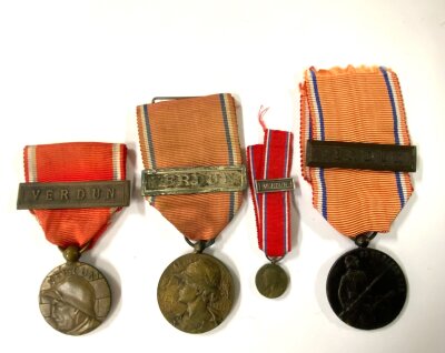 A collection of French WW1 Verdun medals