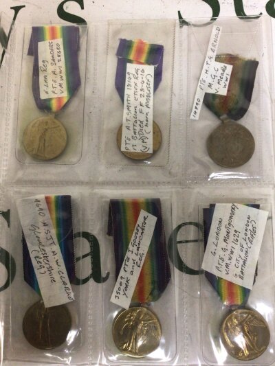 Six I world war medals individual recipients (6)