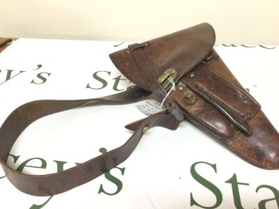 A leather holster Finnish 1930s for a 9mm Lahti semi auto pistol