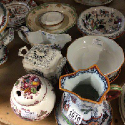A collection of Victorian and later Ironstone china comprising tureens plates jugs cups and saucers and others. No Reserve
