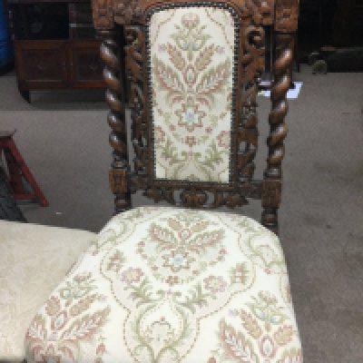 A oak barley twist and carved occasional chair .- NO RESERVE