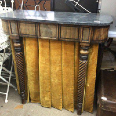 A late Regency Console table with a grey marble top the mahogany base with ebony inlay and spiral twist legs. 96x48cm height 91cm