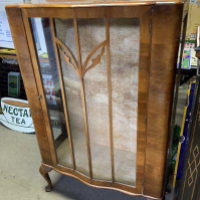 A 1950s veneered display cabinet. 107cm x 74cm