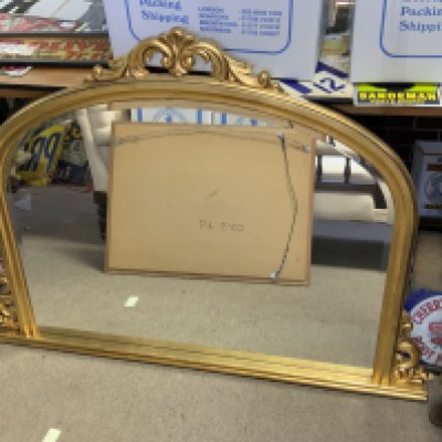 2 good mirrors. A large gilt over mantle mirror 125cm x 94cm / tiled edge wall mirror 79cm x 60cm.