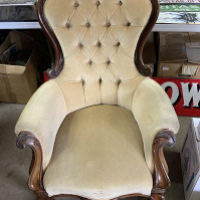 Victorian Mahogany Button Back Armchair.