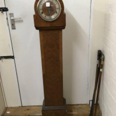 An Art Deco walnut Grandmother clock. Hight 141cm
