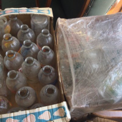 Two boxes of vintage Milk bottles , this lot cannot be posted