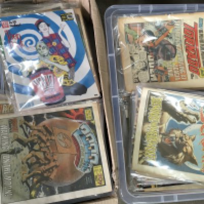 A large collection comics including 2000 AD comics , judge dread, scream, starblazer. (4 boxes) this lot cannot be posted