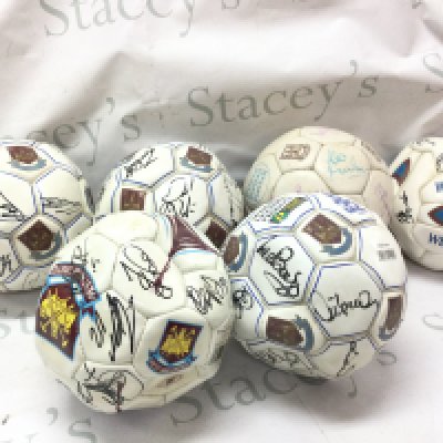 Six signed West Ham footballs . Postage category C