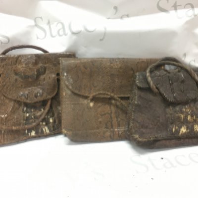 Two 1920s Crocodile skin evening bags and a Python skin bag. Postage catC