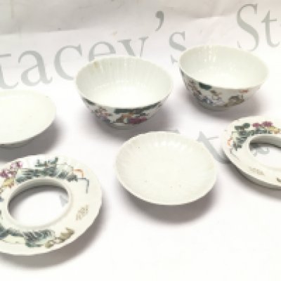 Chinese porcelain Famille Rose bowls and dishes decorated with scenes of figures and nature. This lot cannot be posted- NO RESERVE