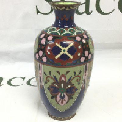 A small Cloisonne vase, approx height 18cm. Shipping category D.