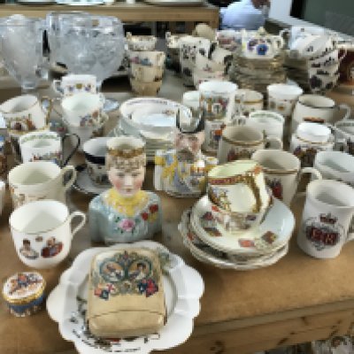 A Collection of commemorative ware cups and saucers including Royal Doulton, Foley, Paragon, Aynsley etc