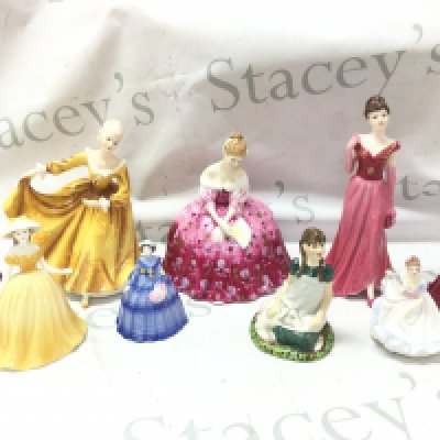 A collection of Royal Doulton and Coalport figures including Heidi HN2975, Lady in red, Victoria HN 2471 etc