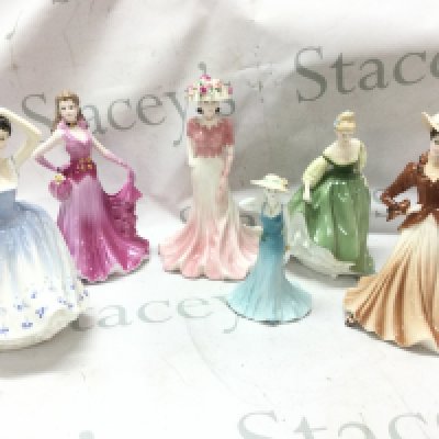 Royal Doulton and Coalport porcelain figures including Ladies of Fashion Liz, Debutante Rosalind, Shelia HN2742. This lot cannot be posted