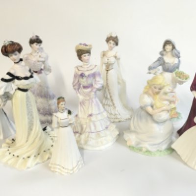A Collection of porcelain Coalport and Royal Worcester figures . This lot cannot be posted