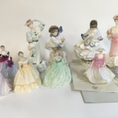 A Collection of Coalport porcelain figures including The Boy and Visiting day with certificates. This lot cannot be posted