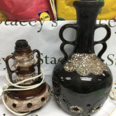 Two German pottery lamp bases, tallest approx 47cm. Shipping category D.