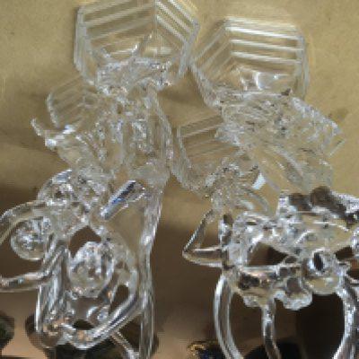 A set of four art deco clear glass style glass figures in the form Of dancer .