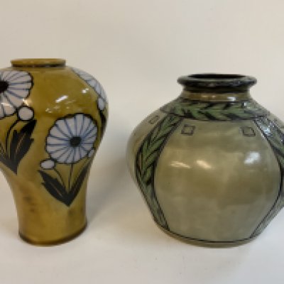 2 Royal Doulton art pottery vases.