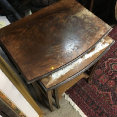A nest of walnut tables . Biggest 50cm tall 50cm wide- NO RESERVE
