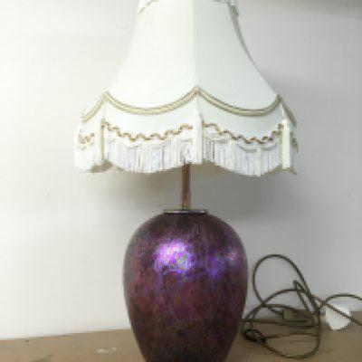An Isle of Wight coloured glass lamp , with industrial fitment . Approximately 65cm tall