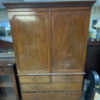 A large Victorian mahogany linen press
