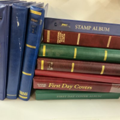 11 albums of Channel Islands postage stamps