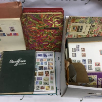 Three boxes of stamps and first day covers. Shipping category D.