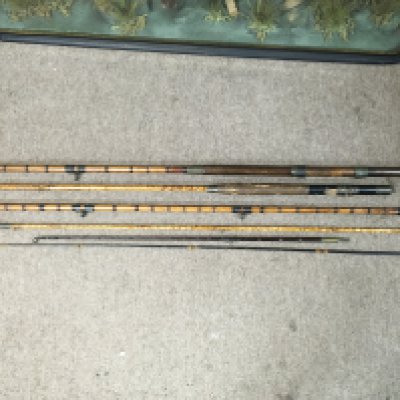 A Victorian Gamages fishing rod and another unmarked antique rod.this lot cannot be posted. NO RESERVE