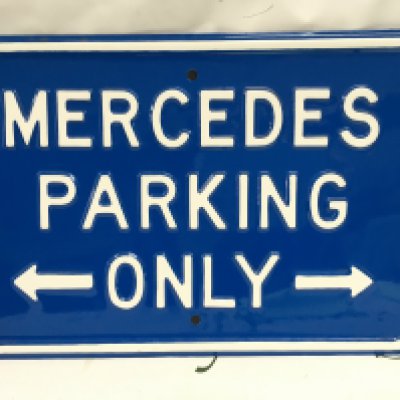 A Mercedes tin sign, approx 45.5cm x 30.5cm. Shipping category B.