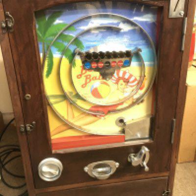 A Vintage All Win beach Ball Penny Arcade Machine. Approx Height 83Cm.