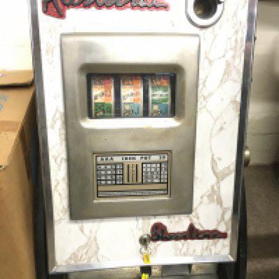 A Vintage 3-Reel Sheerline Aristocrat One Arm Bandit. Approx Height 68Cm.