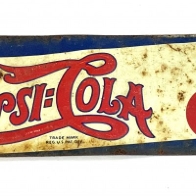 A small vintage tin sign Drink Pepsi Cola, 5c. 56cm x 10.5cm