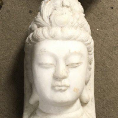 A marble buddha bust , 52cm tall 30cm wide approximately . no reserve